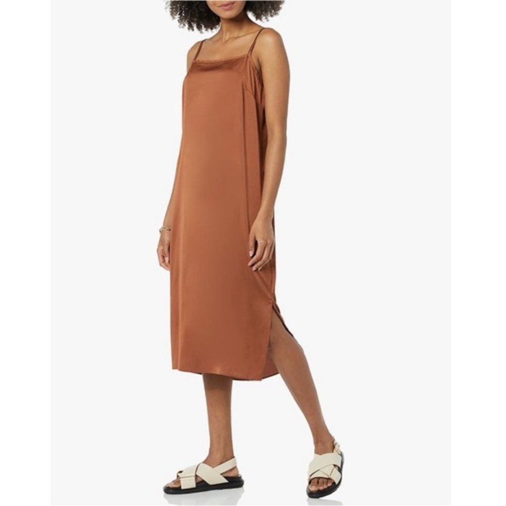 Amazon Aware Recycled Polyester Stretch Satin Georgette Strap Midi Dress
